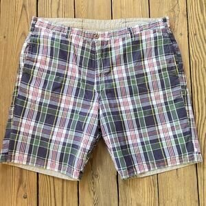 Olde School Brand Homespun Originals Shorts Reversible Plaid Khaki Men 42 Black